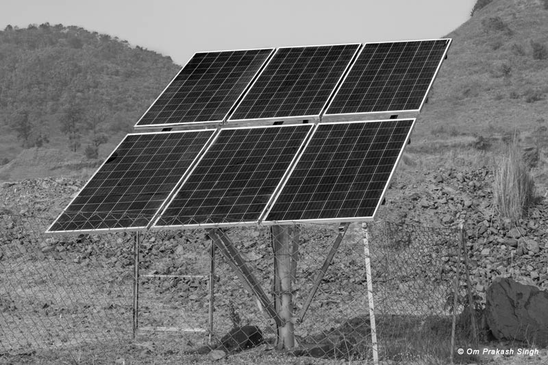 Innovative Water Supply System from Mining Pit - The solar panels which power the water lifting infrastructure