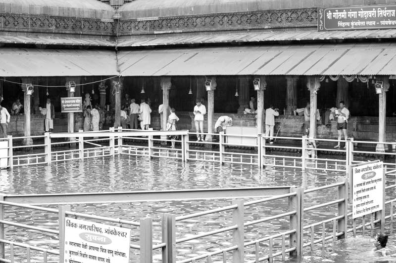 River Godavari at the point of its emergence at Kushavarta Ghat, Trimbakeshwar, Maharashtra