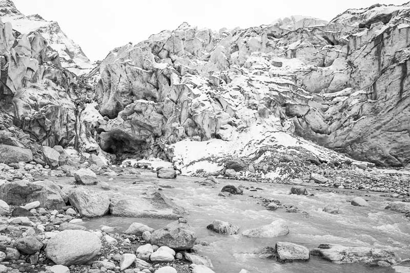 Gangotri glacier at Gaumukh in Uttarakhand, the source of river Ganges