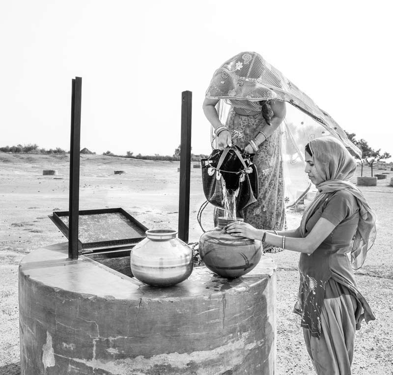 Drinking water being collected from a well in Bikaner district, Rajasthan