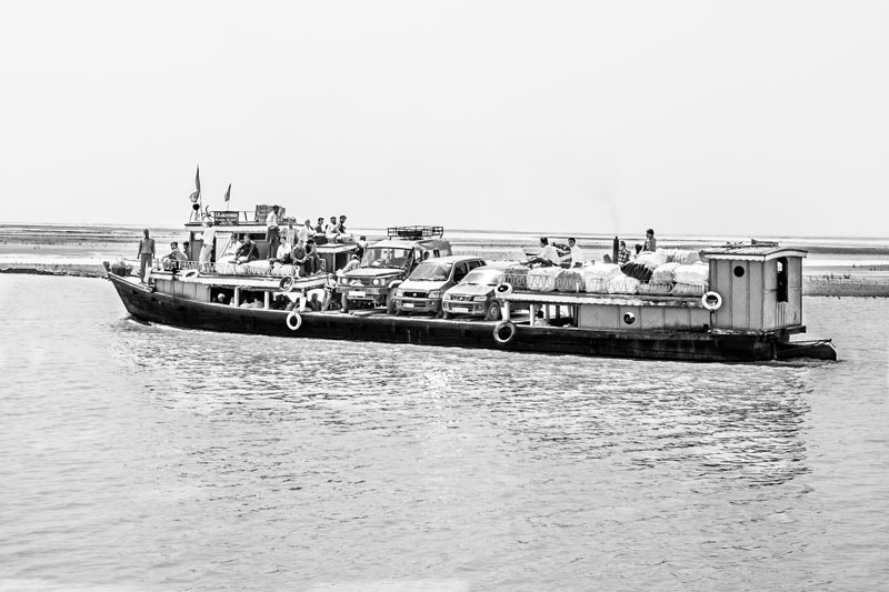 Navigating in Brahmaputra river, Assam