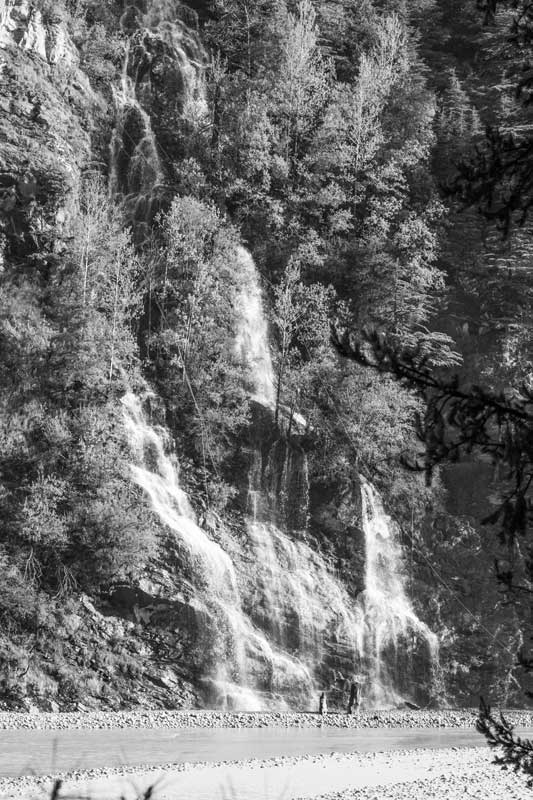 A stream nourishing vegetation on the Himalayas and draining into river Bhagirathi – near Harsil, Uttarkashi district, Uttarakhand