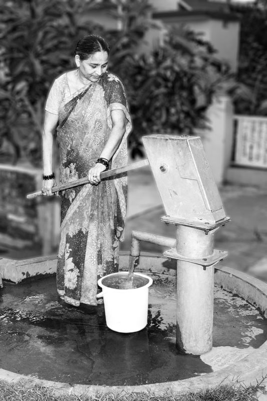 A handpump supplying domestic water in Bareilly district, Uttar Pradesh